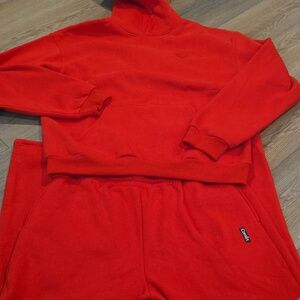 Comfrt Cozy Red Wide Leg Pants & Hoodie Set
